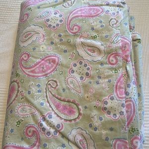 Pottery Barn Kids organic cotton/cotton pink and green duvet Sz queen/full